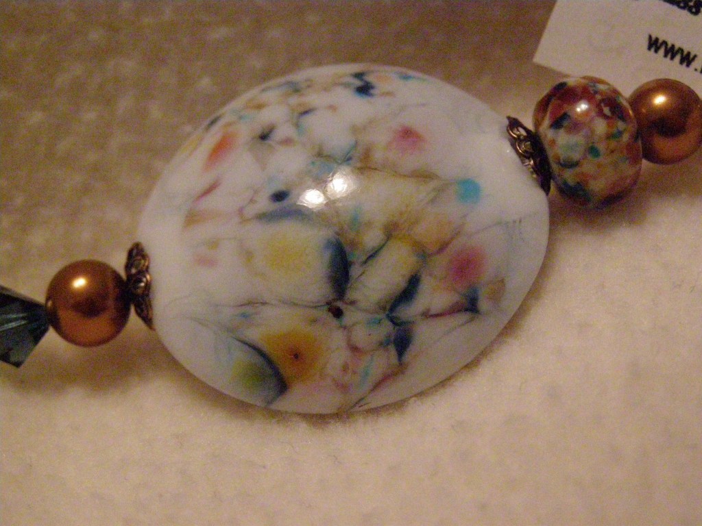 Handmade large glass lentil bead